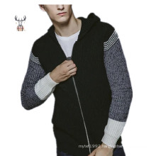 Custom Fashion Winter Knitting Men Sweater Hooded Cardigan with Zipper